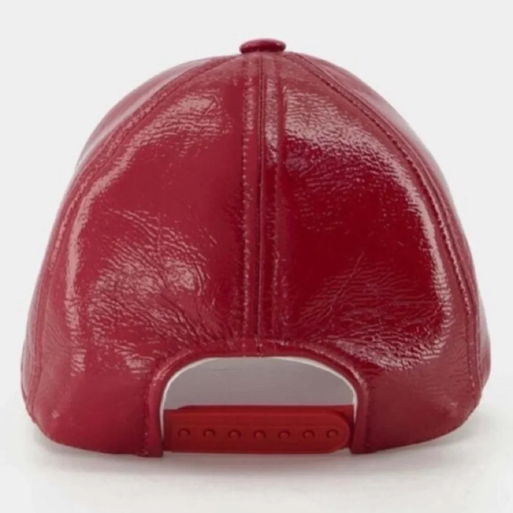MONNIER COURREGES Signature Red Patent Leather Baseball Hat, NWT